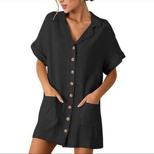 NWT (M) Zaful Black Button-Down Swim Cover-Up